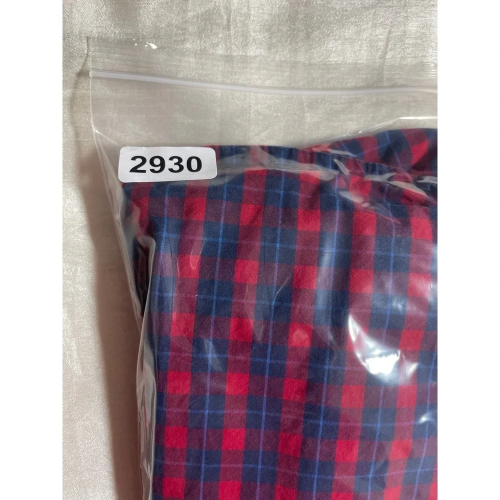 Hollister Mens Button Down Shirt XL Red Blue Plaid Cotton Long Sleeve Preppy